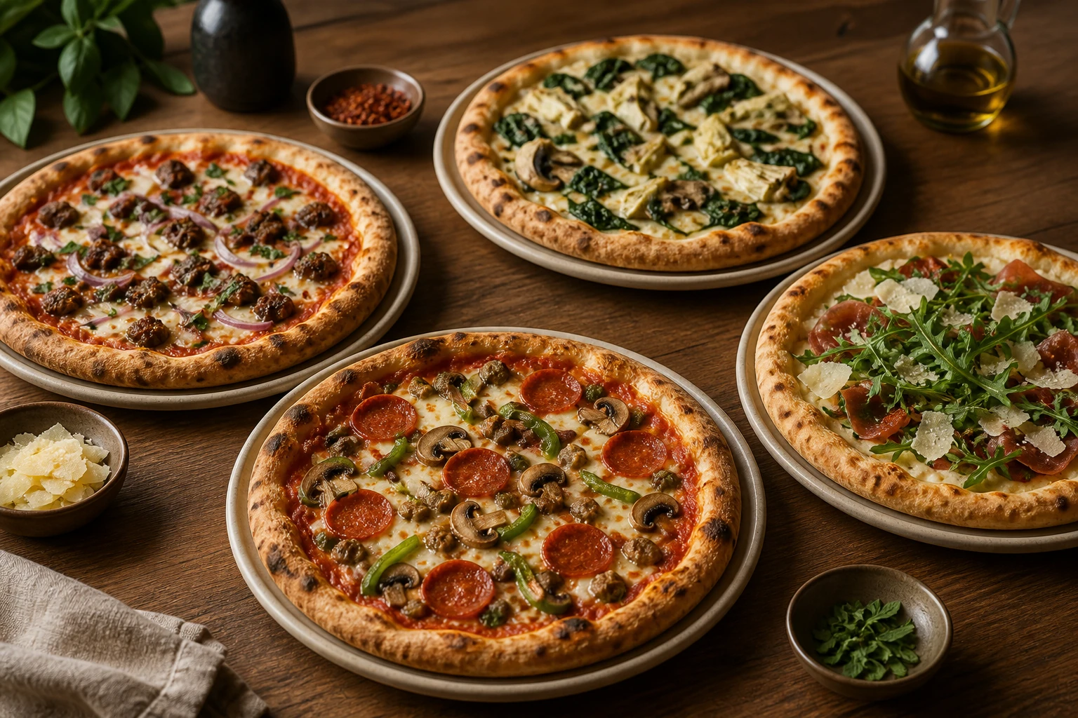 Signature pizza selection prepared for a menu highlight card